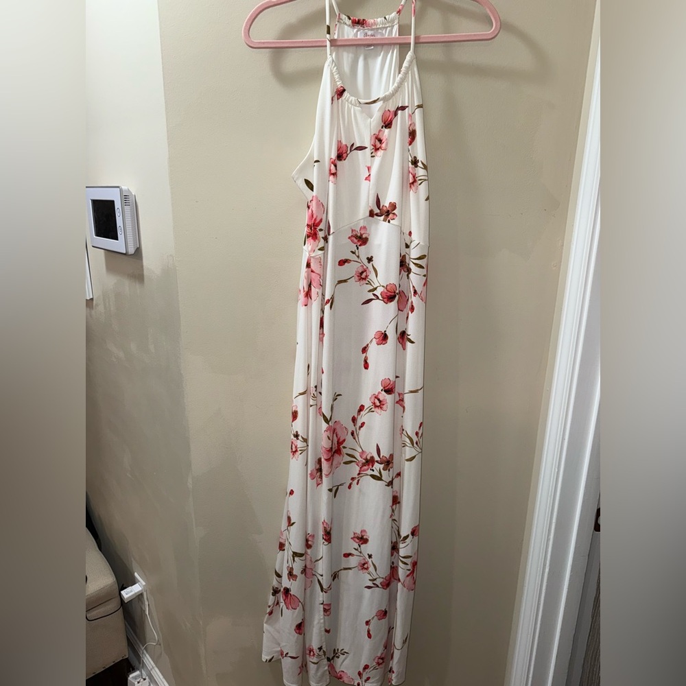 Candie's White and Red Halter Maxi Sundress